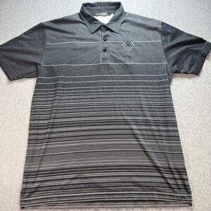Travis Mathew Vaquero Grey Striped Golf Polo Shirt Mens Large Pima Cotton Blend